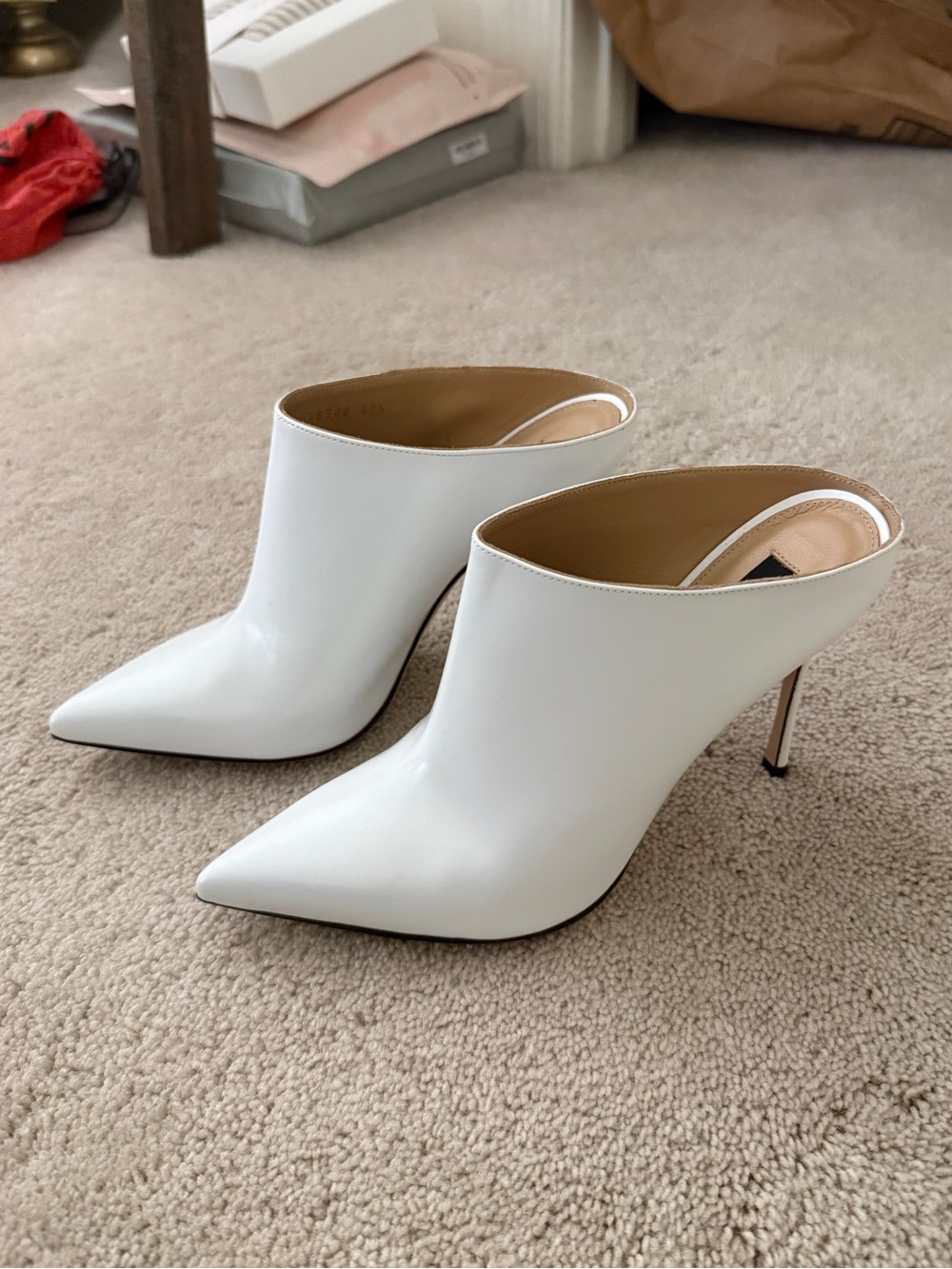 Sergio Rossi White Pointed-Toe Stiletto Mules